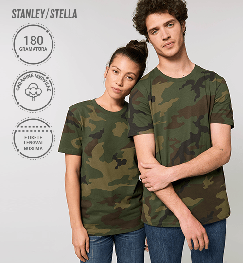 Marškinėliai Stanley/Stella Lietuva Creator AOP su kamufliažiniu raštu STTU 828 Unisex